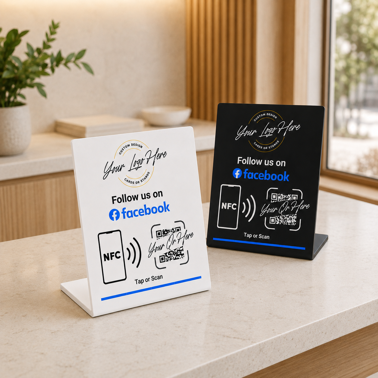 Custom Branded Facebook Stand (NFC + QR)
