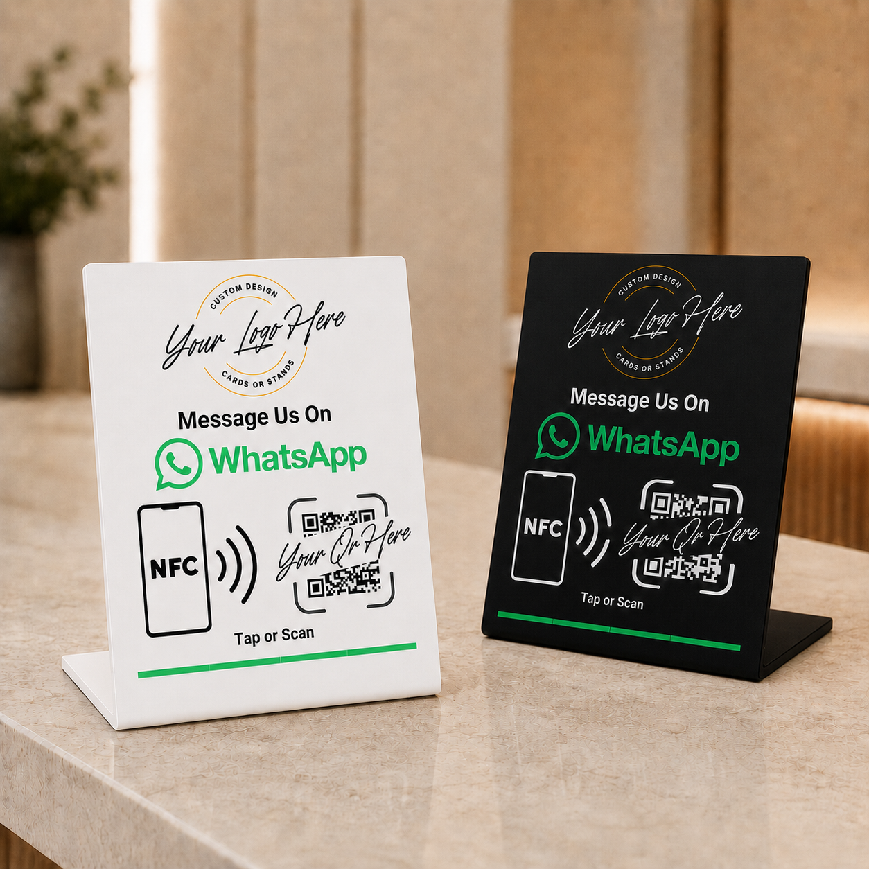 Custom Branded Whatsapp Stand (NFC + QR)