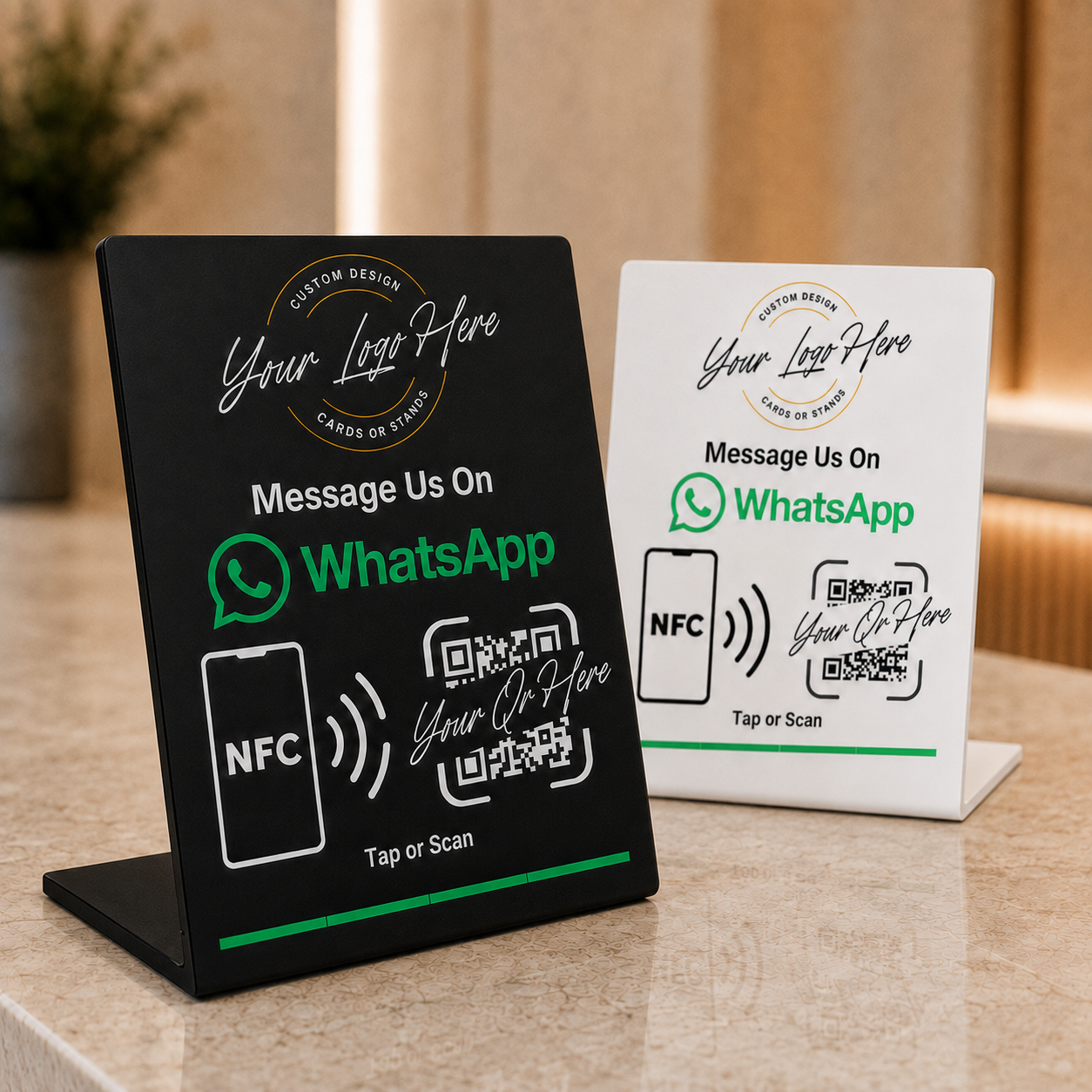 Custom Branded Whatsapp Stand (NFC + QR)