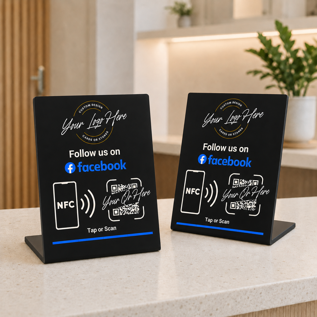 Custom Branded Facebook Stand (NFC + QR)
