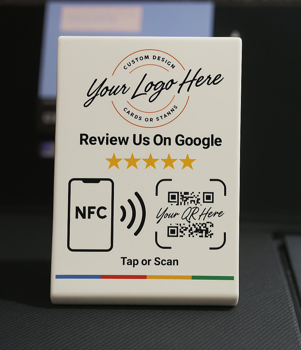 Custom Branded Google Review Stand (NFC + QR)