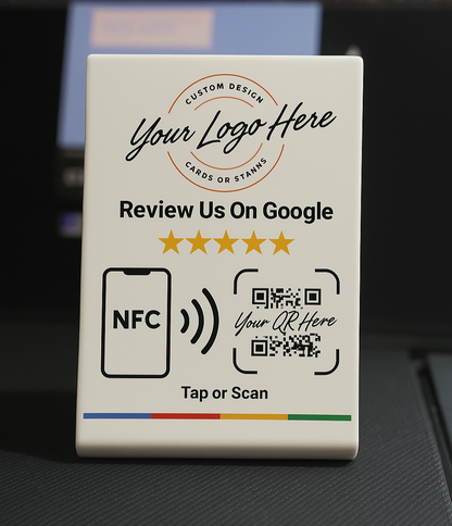 Custom Branded Google Review Stand (NFC + QR)