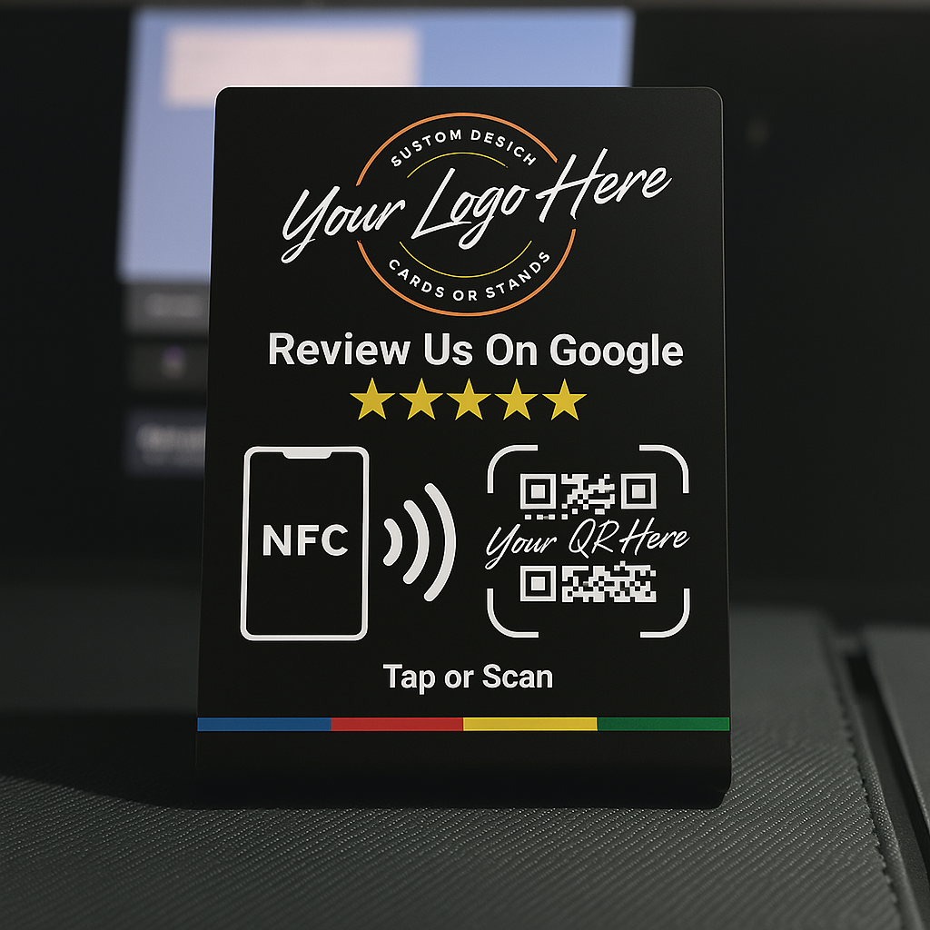 Custom Branded Google Review Stand (NFC + QR)