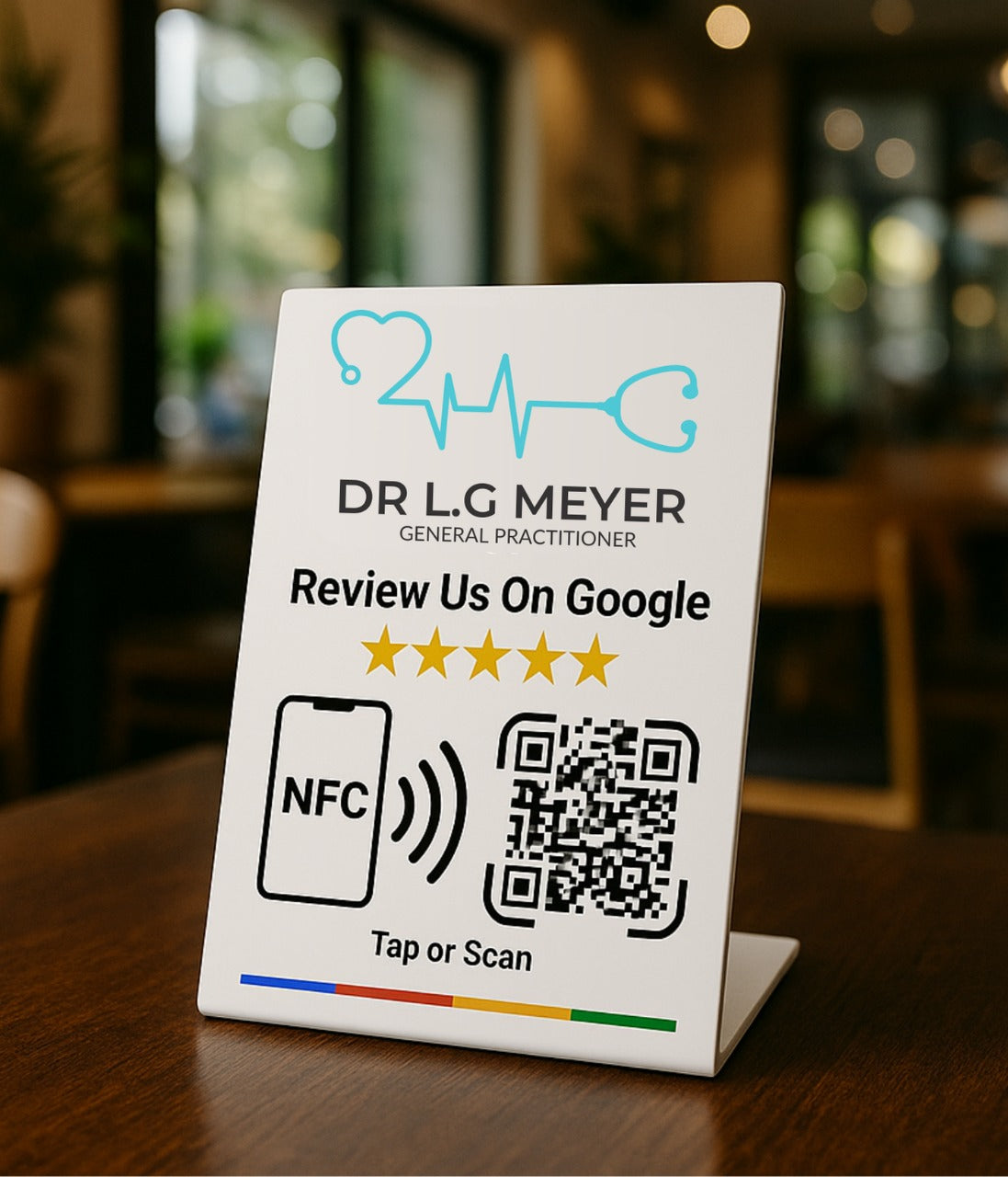 Custom Branded Google Review Stand (NFC + QR)