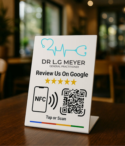 Custom Branded Google Review Stand (NFC + QR)