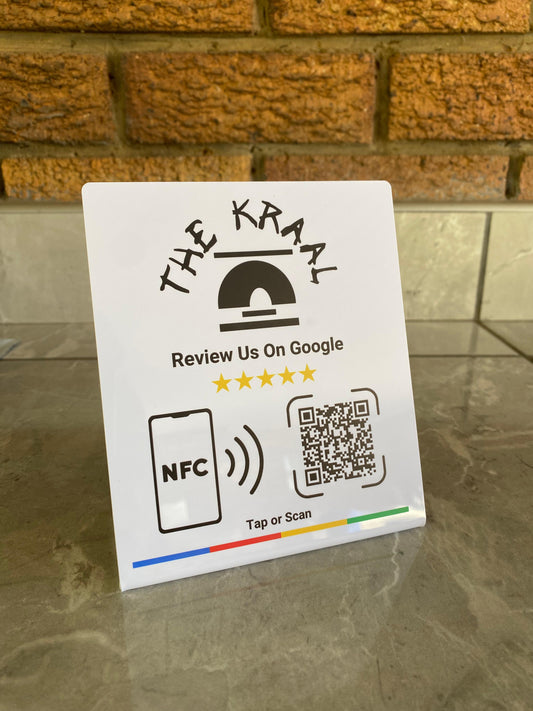 Custom Branded Google Review Stand (NFC + QR)