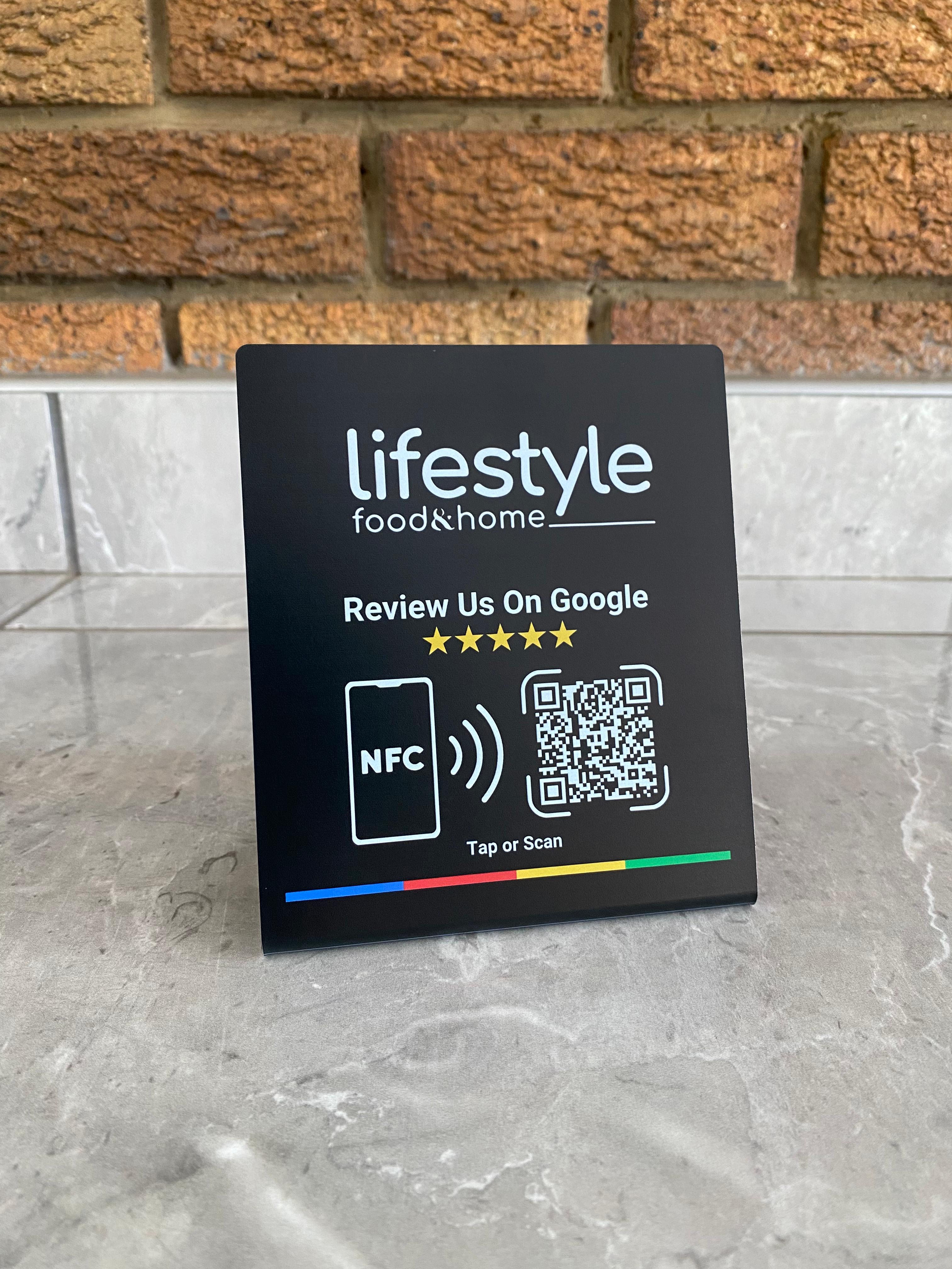 Custom Branded Google Review Stand (NFC + QR)