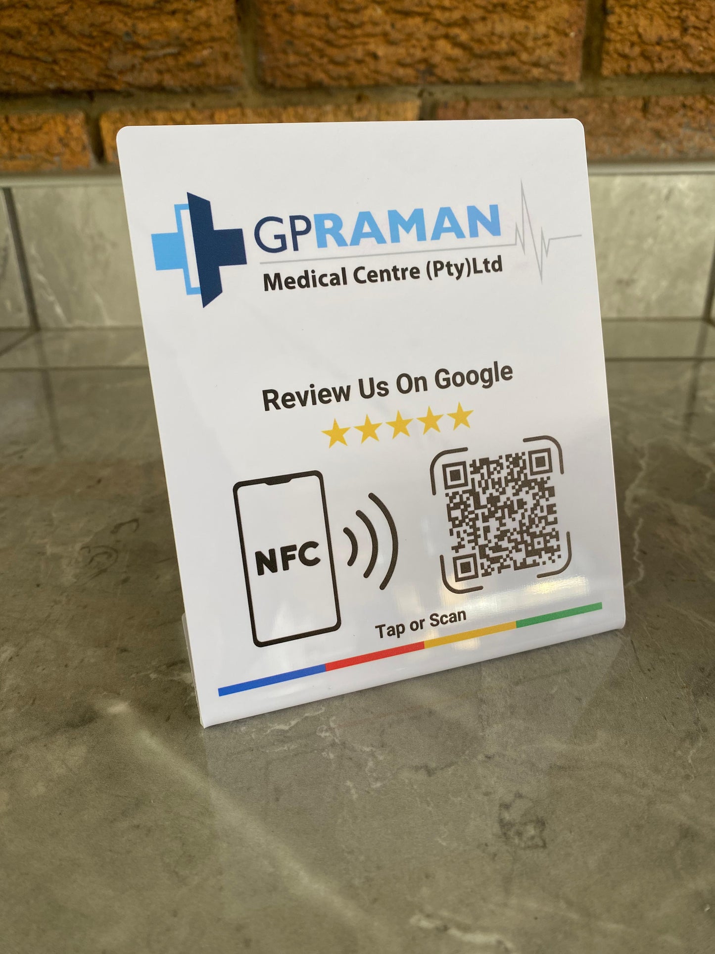 Custom Branded Google Review Stand (NFC + QR)