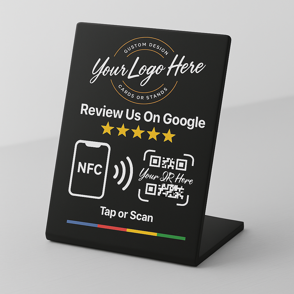 Custom Branded Google Review Stand (NFC + QR)