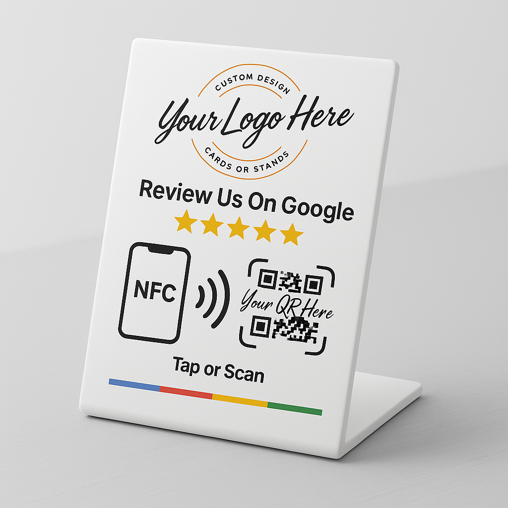 Custom Branded Google Review Stand (NFC + QR)